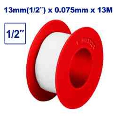 PTFE Thread Seal Tape (Teflon Tape), 13mm x 13m Length, 0.075mm Thickness, 12% Elongation, For Pipe Sealing